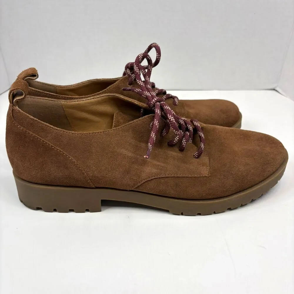Crown Vintage Lowell Suede Oxfords Teddy Brown Lug Sole Ankle Booties Size 8.5